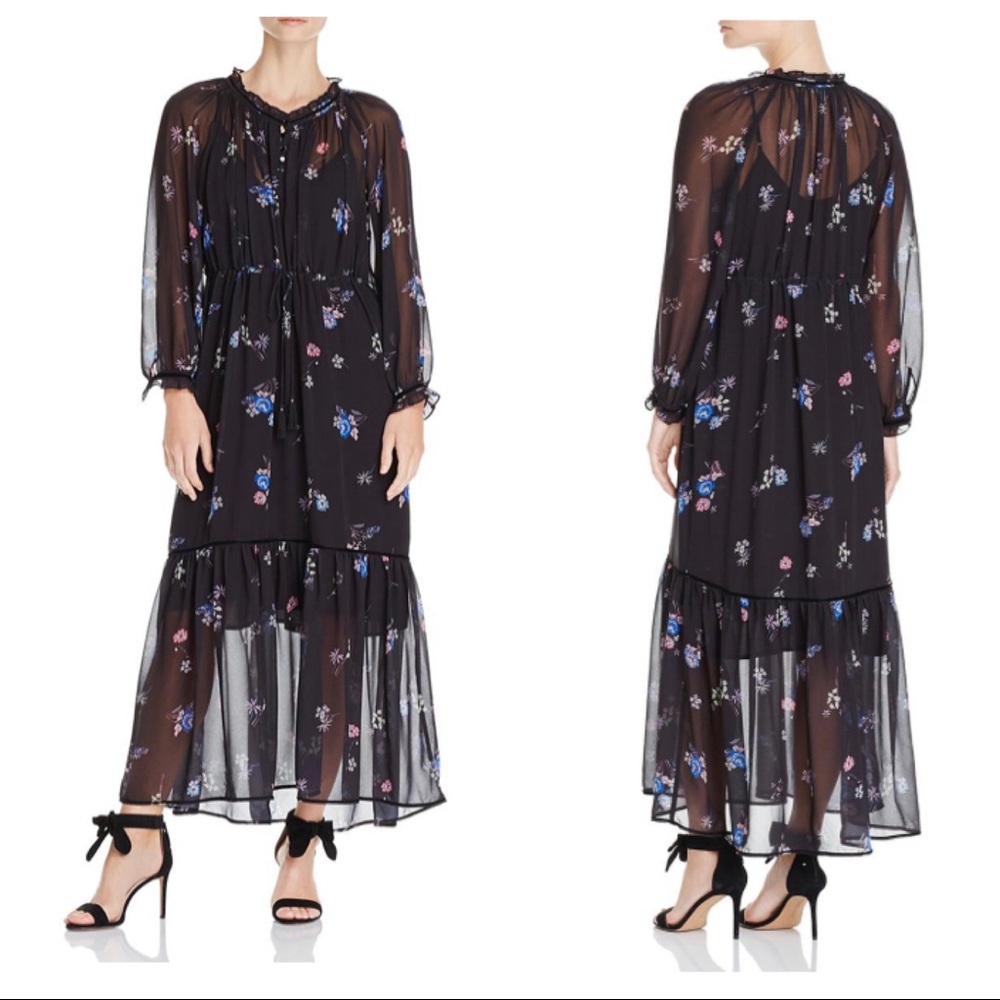 BELTAINE TATIANA CHIFFON FLORAL LONG SLEEVE DRESS